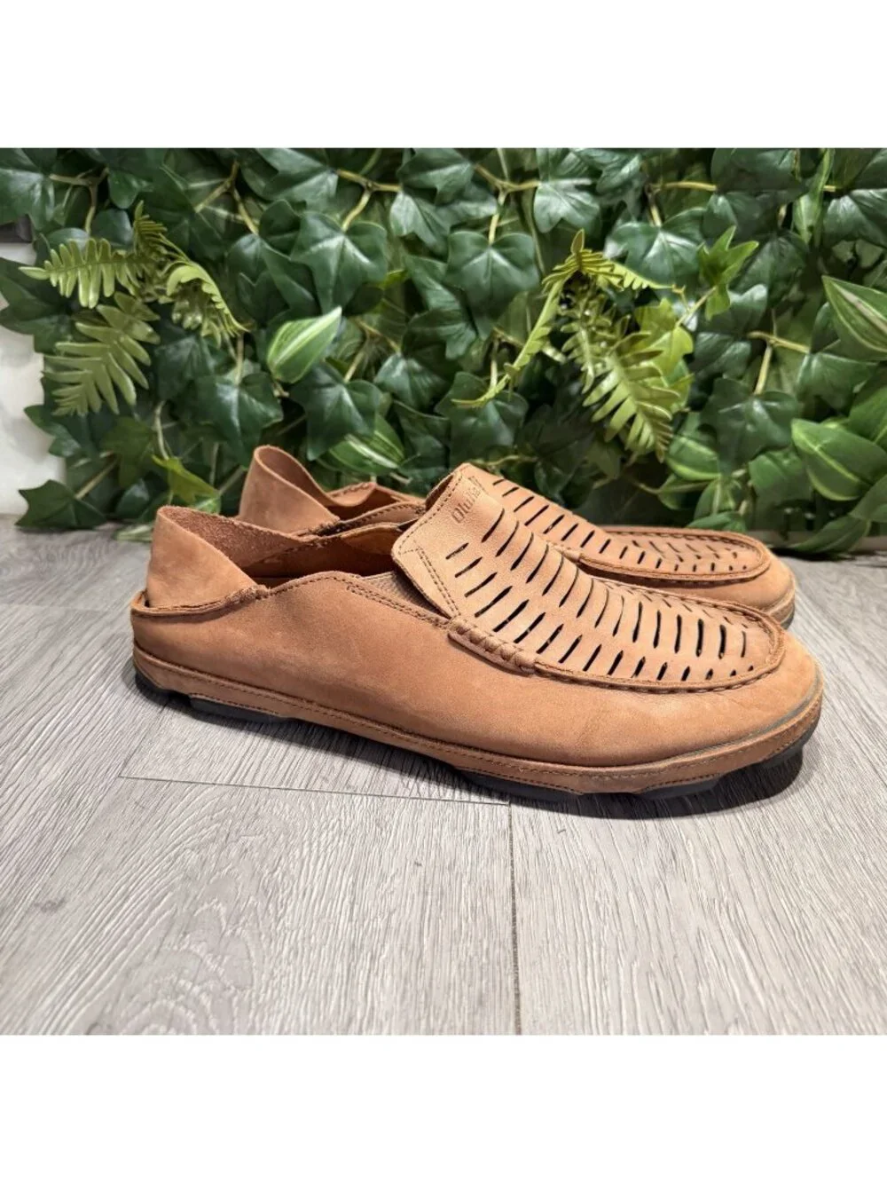 Olukai Moloa Kohana II Loafer Leather Brown Men US 11.5, EU 44.5